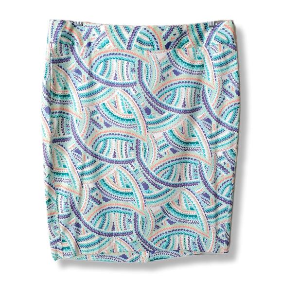 Lane Bryant Stretch Cotton Pencil Skirt 16 Spring Summer Colorful Career Coastal - Picture 1 of 7